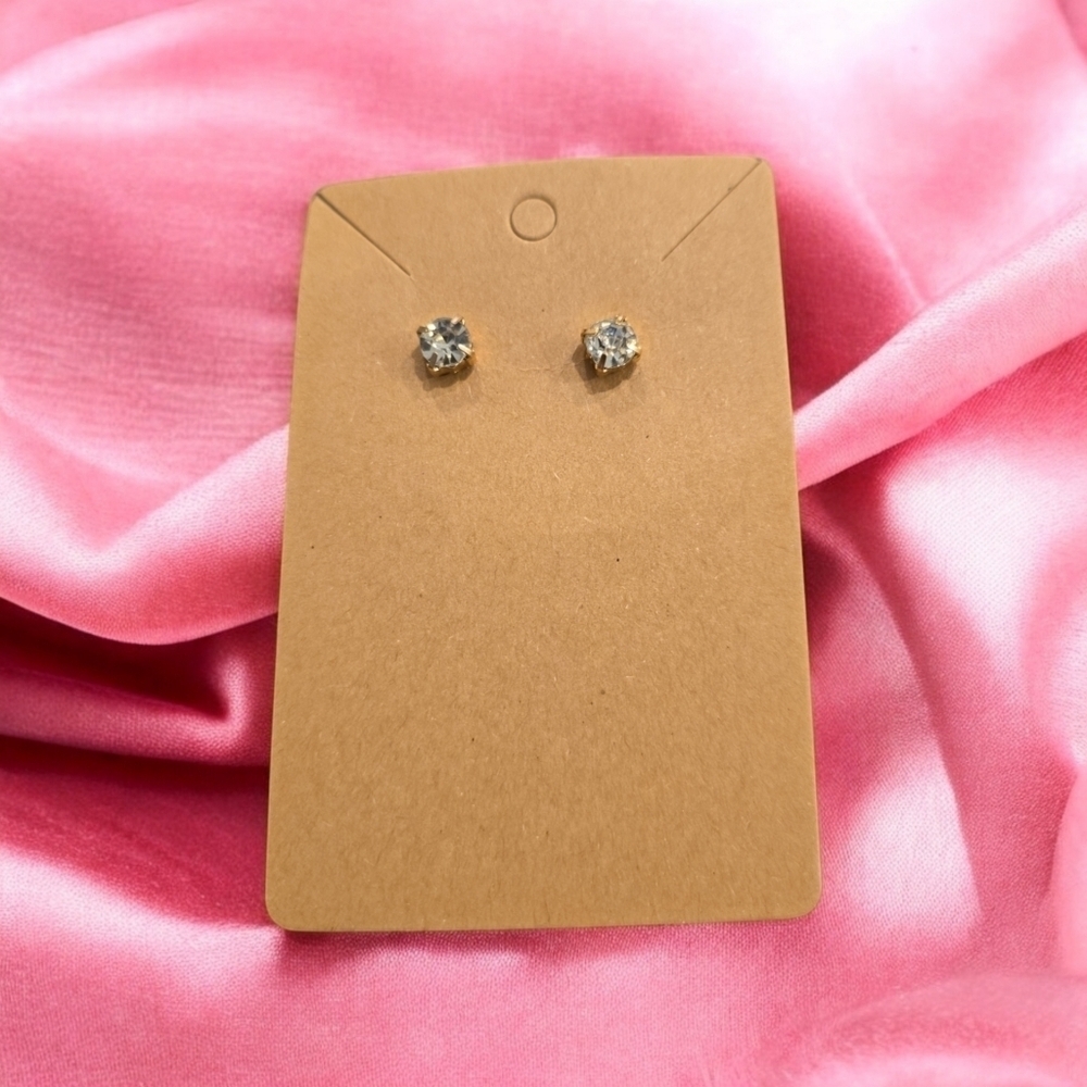 Gold Plated Rhinestone Stud Earrings